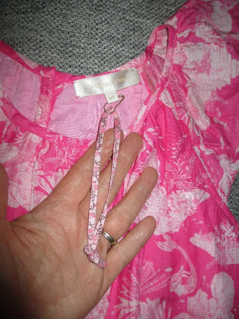 NWOT LoveShackFancy Girls Pink Cotton Silk Blend Mermaid Print Lou Dress Size 10